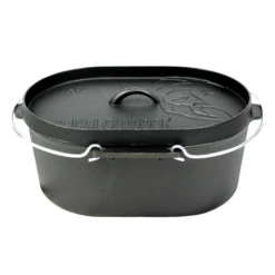 Valhal Outdoor Dutch Oven Ovaal 7.9 Quarts/ 9 Liter Met Grillplaat Zonder Pootjes