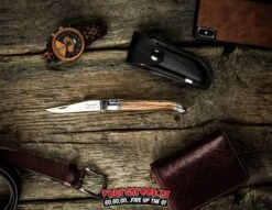 Laguiole Zakmes Zebranohout + Aanzetstaal En Leren Hoesje 5 Laguiole Zakmes Zebranohout + Aanzetstaal En Leren Hoesje -The Bastard Winkel image 797